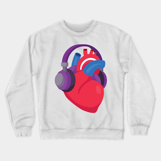 I love Music Heart - Music Lover Gift Crewneck Sweatshirt by Fresan